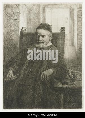 Jan Lutma, Goldsmith, Rembrandt van Rijn, 1656 print paper gravure / Drypoint Banque D'Images