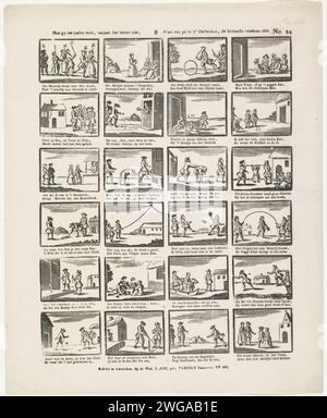 Comment jouez-vous à la menthe, n'oubliez pas d'apprendre, / où vous voyez les fruits les plus propres, veuve C. Kok -van Kolm, 1800 - 1850 imprimer feuille avec 24 représentations de jeux pour enfants. Un verset bidirectionnel sous chaque image. Env. 1800-1850. Numéroté en haut à droite : n° 24. Imprimeur : Amsterdamprint Maker : impression typographique en papier néerlandais jeux et jeux pour enfants Banque D'Images