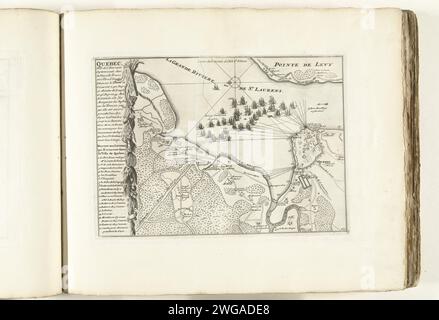 Attaque contre québec, 1690, 1702 - 1703 imprimer attaque de navires anglais contre les Français dans la ville de Québec, l'attaque est repoussée, 16-22 octobre 1690. Carte de Québc et environs avec la flotte anglaise sur le Saint Lawrencerivier pour la ville. Plaque n° 160 dans l'ouvrage imprimé composé d'un total de 276 planches numérotées de villes fortes et forteresses renommées dans le contexte de la guerre de succession d'Espagne. Pour la plupart, ces documents ont été copiés dans les archives françaises anonymes : In les Forces de l'Europe et In : le Théâtre de la Guerre, dans les pays-Bas, tous deux publiés à l'origine Banque D'Images