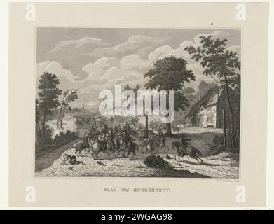 Les Espagnols sous Don Cantelmo à Borgerhout vaincus, 1643, 1866 - 1868 imprimer combat à Borgerhout près d'Anvers où une armée espagnole de Don Andrea Cantelmo sous le commandement de Don Juan de Borges a été vaincue par les troupes d'État sous le commandement du prince Willem II, le 4 septembre 1643. Ruiter combat dans le village. Imprimeur : Netherlandsafter print by : Northern Netherlands papier gravure sur acier Battle (+ forces terrestres) Borgerhout Banque D'Images
