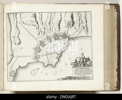 Plan de Gothenburg, ca. 1693-1696, 1693 - 1696 imprimer carte des renforts autour de la ville suédoise de Gothenburg. Partie de la sixième partie (1696) de l'ouvrage dans lequel les huit parties des Forces de l'Europe sont publiées entre 1693 et 1697. L’œuvre imprimée est composée de 175 planches avec des plans (de Sébastien le Prestre, Seigneur de Vauban) de villes fortes et de forteresses renommées de la guerre de neuf ans. Titre et inscriptions en français. Imprimeur : Francepublisher : Paris papier gravure cartes des villes. Forteresse de Gothenburg Banque D'Images