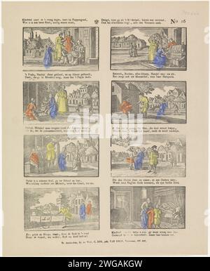 Les enfants ! Apprend au début, apprendre par des poupées, / ce dont vous avez besoin dans une meilleure position, utile être (...), veuve C. Kok -van Kolm, 1800 - 1850 imprimer feuille avec huit représentations de Jeux et le retrait du temps utile pendant l'enfance. Un verset bidirectionnel sous chaque image. Env. 1800-1850. Numéroté en haut à droite : n° 16. Imprimeur : Amsterdamprint Maker : impression typographique sur papier néerlandais grandissant. jeux et jeux pour enfants Banque D'Images