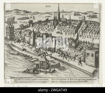 Bonn par Schenck pour Truchsess Won, 1587, 1613 - 1615 print Bonn par Schenck Won pour Truchsess, 23 décembre 1587. Épisode de la guerre de Keulse. Avec légende de 4 lignes en latin. Numéroté 194. Imprimé au dos avec texte en latin. Nord des pays-Bas gravure papier capture de la ville (après le siège) Bonn. Rhin Banque D'Images