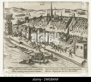 Bonn par Schenck pour Truchsess Won, 1587, 1613 - 1615 print Bonn par Schenck Won pour Truchsess, 23 décembre 1587. Épisode de la guerre de Keulse. Avec légende de 4 lignes en latin. Numéroté 194. Non imprimé au dos. Nord des pays-Bas gravure papier capture de la ville (après le siège) Bonn. Rhin Banque D'Images