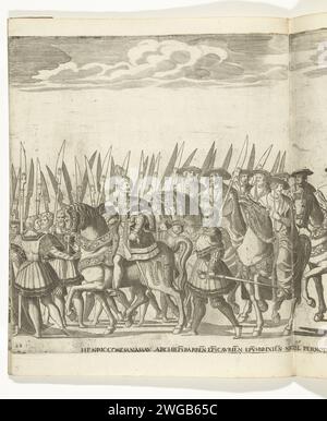 Hendrik III van Nassau-Breda, planche 28, 1620 - 1699 tirage Hendrik III van Nassau-Breda, planche 28. Procession de Charles Quint avec le pape Clemens VII à Bologne après son couronnement comme empereur, le 24 février 1530. Fêtes de gravure / gravure sur papier Malines (+ parade, concours, cavalcade  activités festives) Bologne Banque D'Images