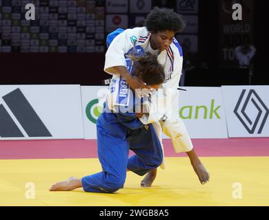 Miriam Butkereit d'Allemagne contre Marie-Eve Gahie de France, finale féminine -70 kg lors du Grand Chelem de Paris 2024, IJF Judo, le 3 février 2024 à l'Accor Arena de Paris, France Banque D'Images