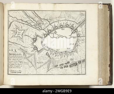 Plan de Bruxelles, ca. 1693-1696, 1693 - 1696 imprimer carte des renforts autour de la ville de Bruxelles. Partie de la sixième partie (1696) de l'ouvrage dans lequel les huit parties des Forces de l'Europe sont publiées entre 1693 et 1697. L’œuvre imprimée est composée de 175 planches avec des plans (de Sébastien le Prestre, Seigneur de Vauban) de villes fortes et de forteresses renommées de la guerre de neuf ans. Titre et inscriptions en français. Imprimeur : Francepublisher : Paris papier gravure cartes des villes. Forteresse Bruxelles Banque D'Images