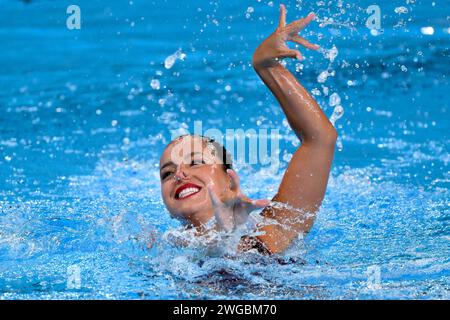 Doha, Qatar. 04 février 2024. Jullia Catharino du Brésil participe à la natation artistique Solo Free Women Preliminary lors des 21e Championnats du monde de natation à l'Aspire Dome à Doha (Qatar), le 4 février 2024. Crédit : Insidefoto di andrea staccioli/Alamy Live News Banque D'Images