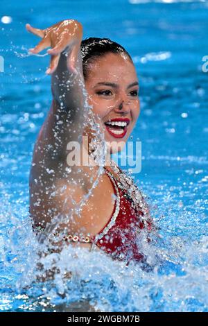Doha, Qatar. 04 février 2024. Jullia Catharino du Brésil participe à la natation artistique Solo Free Women Preliminary lors des 21e Championnats du monde de natation à l'Aspire Dome à Doha (Qatar), le 4 février 2024. Crédit : Insidefoto di andrea staccioli/Alamy Live News Banque D'Images