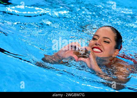 Doha, Qatar. 04 février 2024. Jullia Catharino du Brésil participe à la natation artistique Solo Free Women Preliminary lors des 21e Championnats du monde de natation à l'Aspire Dome à Doha (Qatar), le 4 février 2024. Crédit : Insidefoto di andrea staccioli/Alamy Live News Banque D'Images