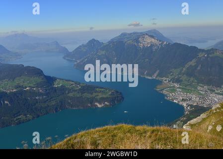 Vue aérienne du lac de Zoug depuis le Mont Rigi, Zoug, Suisse Banque D'Images