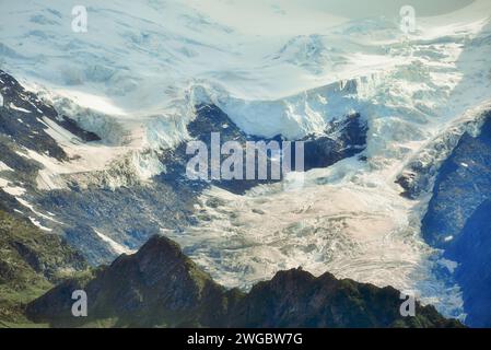 Vue aérienne du glacier Stein (Steingletscher), du col de Susten, des Alpes Urner, Berne, Suisse Banque D'Images