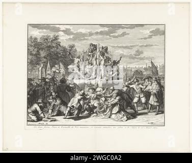 Mutilation des corps des frères de Witt, 1672, 1728 imprimer mutilation des corps des frères Johan et Cornelis de Witt, 20 août 1672. Au premier plan, les parties du corps sont déchirées et vendues. Nord des pays-Bas gravure sur papier / tentative de gravure, meurtre politique. mort violente, être tué ; être maltraité et maltraité ; chercher la mort (+ mort par lynchage). lynchage. Mutilation du cadavre à la Haye Banque D'Images