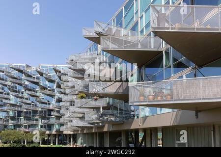 VM Houses ist ein Wohnprojekt bestehend aus zwei angrenzenden WohnhŠusern in Orestadt (¯restad), Kopenhagen, DŠnemark. DAS von JDS Architects und der Banque D'Images