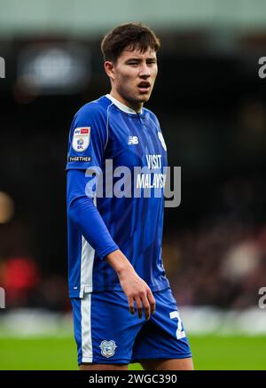 Rubin Colwill de Cardiff City en action lors du Sky Bet Championship Match à Vicarage Road, Watford. Date de la photo : Samedi 3 février 2024. Banque D'Images