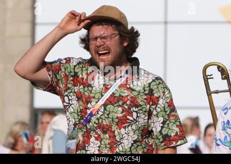 Brass Band divertit les fans avant Angleterre contre Espagne, UEFA Womens Euro 2022, au Brighton Community Stadium le 20 juillet 2022 Banque D'Images