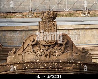 Vue de la porte d'entrée de l'ancien Fort d'artillerie Rapitan, à Jaca (Espagne). Banque D'Images
