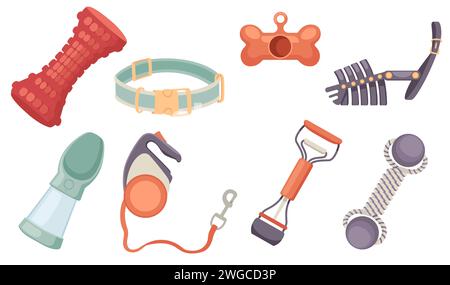 Un ensemble de fournitures pour animaux de compagnie pour chiens illustration vectorielle isolé sur fond blanc Illustration de Vecteur