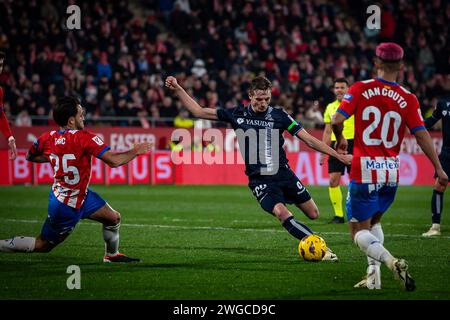 Pacheco (Real Sociedad) lors d'un match de la Liga EA Sports entre Girona FC et Real Sociedad à l'Estadio Municipal de Montilivi, à Gérone, Espagne le 3 février 2024. (Photo de Felipe Mondino/Sipa USA) Banque D'Images