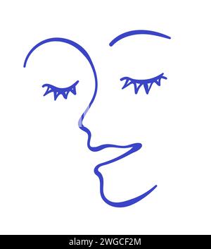 Face abstraite de dessin continu d'une ligne Illustration de Vecteur