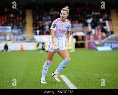 Londres, Royaume-Uni. 04 février 2024. Londres, Angleterre, février 04 2024 : Steph Catley (Arsenal 7) lors du match de Super League de la Barclays FA entre West Ham United et Arsenal au Chigwell Construction Stadium de Londres, Angleterre. (Jay Patel/SPP) crédit : SPP Sport Press photo. /Alamy Live News Banque D'Images