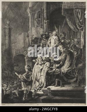 Christ avant Pilate : Grande assiette, Rembrandt van Rijn, 1635 papier gravé Christ avant Ponce Pilate (Matthieu 27:11-26, Marc 15:2-7, Luc 23:2-15, 23:13-25, Jean 18:28 - 19:16) Banque D'Images