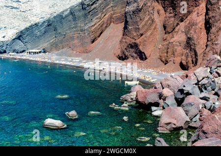 Red Beach in Akrotiri, Santorin , Mer Egée, Cyclades, Grèce, 1990 Banque D'Images