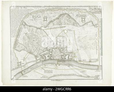 Carte du siège de grave par Willem III, 1674, 1780 - 1782 imprimer carte du siège et de la conquête de grave par l'armée de Guillaume III du 25 juillet au 29 octobre 1674, sous le commandement de Rabenhaupt. En haut à gauche la légende A-Z en français. France gravure sur papier / gravure siège, position guerre. Cartes des villes grave Banque D'Images