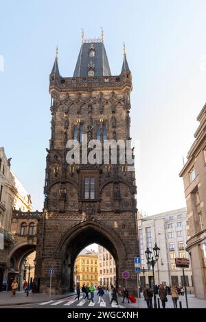 Côté ouest de Prašná brána, la poudrière à Stare Mesto, Prague, République tchèque Banque D'Images