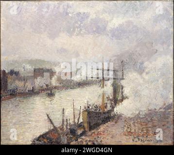 Bateaux à vapeur dans le Port de Rouen Camille Pissarro 1896 Banque D'Images