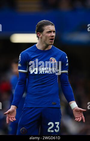 LONDRES, Royaume-Uni - 4 février 2024 : Conor Gallagher de Chelsea réagit lors du match de Premier League entre Chelsea FC et Wolverhampton Wanderers à Stamford Bridge (crédit : Craig Mercer / Alamy Live News) Banque D'Images