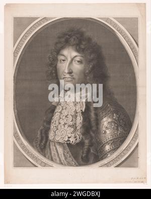 Portrait de Louis XIV van France, Antoine Masson, d'après Charles le Brun, 1679 gravure sur papier / gravure de personnages historiques. roi Banque D'Images