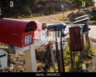 Boîtes aux lettres rustiques à Bruny Island, Tasmanie Banque D'Images