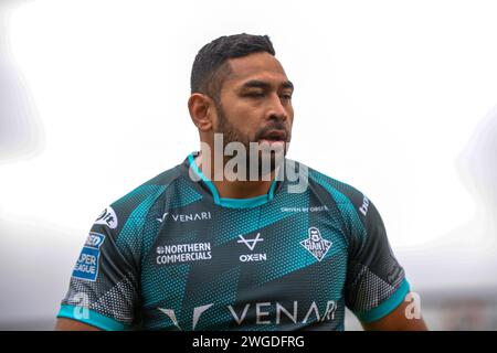 SEB Ikahihifo de Huddersfield Giants pendant le Rugby League Paul McShane Testimonial Match Castleford Tigers vs Huddersfield Giants au Mend-A-Hose Jungle, Castleford, Royaume-Uni, 4 février 2024 (photo de Craig Cresswell/News Images) Banque D'Images