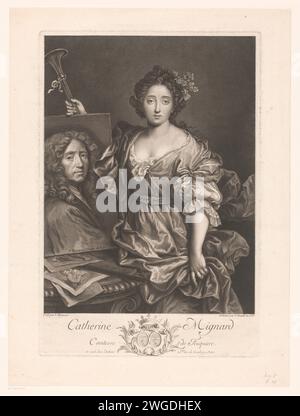 Portret van Catherine Mignard rencontre Haar Vader Pierre Mignard, Jean Daullé, d'après Pierre Mignard, imprimeur 1735 : Francepublisher : Paris papier gravure sur acier portrait, autoportrait du peintre. père et fille(s) (groupe familial) Banque D'Images