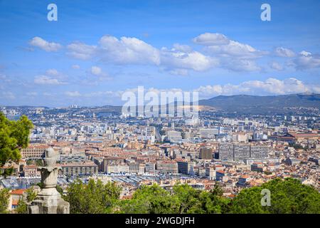 Marseille paysage urbain de notre-Dame de la Garde, France. Banque D'Images