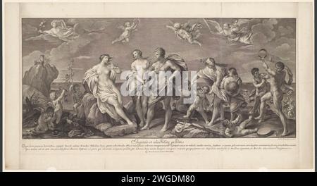 Mariage de Bacchus et Ariane, Jakob Frey (I), d'après Guido Reni, 1727 imprimer Allemagne papier gravure / gravure mariage de Bacchus et Ariane Banque D'Images