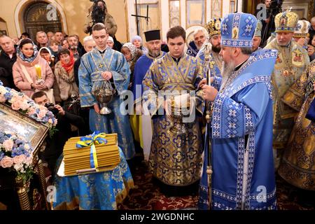 Non exclusif : KIEV, UKRAINE - 2 FÉVRIER 2024 - Primat de l'Église orthodoxe d'Ukraine, métropolite de Kiev et de toute l'Ukraine sa Béatitude Épipha Banque D'Images
