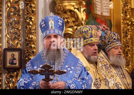 Non exclusif : KIEV, UKRAINE - 2 FÉVRIER 2024 - Primat de l'Église orthodoxe d'Ukraine, métropolite de Kiev et de toute l'Ukraine sa Béatitude Épipha Banque D'Images