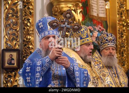 Non exclusif : KIEV, UKRAINE - 2 FÉVRIER 2024 - Primat de l'Église orthodoxe d'Ukraine, métropolite de Kiev et de toute l'Ukraine sa Béatitude Épipha Banque D'Images