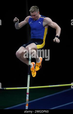 Leichtathletik, 4. ISTAF INDOOR Meeting Duesseldorf, 04. 02. 2024 im PSD - Banque - Dôme à Duesseldorf Stabhochsprung Piotr LISEK (POL) Foto : Norbert Schmidt, Düsseldorf Banque D'Images