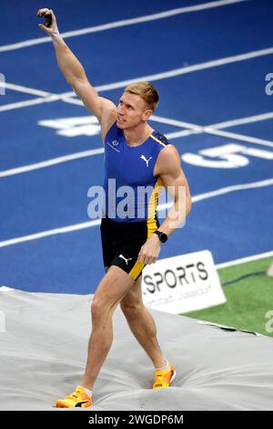 Leichtathletik, 4. ISTAF INDOOR Meeting Duesseldorf, 04. 02. 2024 im PSD - Banque - Dôme à Duesseldorf Stabhochsprung Piotr LISEK (POL) Foto : Norbert Schmidt, Düsseldorf Banque D'Images