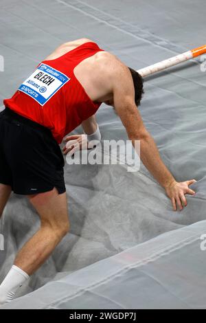 Leichtathletik, 4. ISTAF INDOOR Meeting Duesseldorf, 04. 02. 2024 im PSD - Banque - Dôme à Duesseldorf Stabhochsprung Torben BLECH ( Bayer Leverkusen ) Foto : Norbert Schmidt, Düsseldorf Banque D'Images