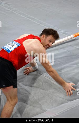 Leichtathletik, 4. ISTAF INDOOR Meeting Duesseldorf, 04. 02. 2024 im PSD - Banque - Dôme à Duesseldorf Stabhochsprung Torben BLECH ( Bayer Leverkusen ) Foto : Norbert Schmidt, Düsseldorf Banque D'Images