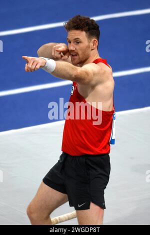 Leichtathletik, 4. ISTAF INDOOR Meeting Duesseldorf, 04. 02. 2024 im PSD - Banque - Dôme à Duesseldorf Stabhochsprung Torben BLECH ( Bayer Leverkusen ) Foto : Norbert Schmidt, Düsseldorf Banque D'Images