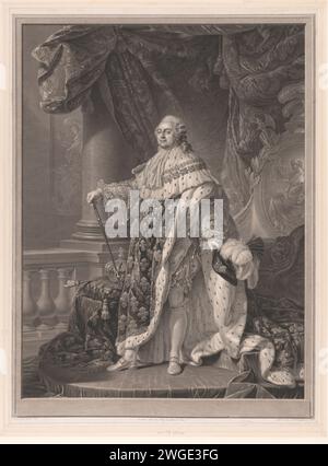 Portrait de Louis XVI van France, Charles Clément Bervic, d'après Antoine François Callet, tirage 1790 Paris gravure sur papier gravure / gravure de personnages historiques. souverain, souverain Banque D'Images