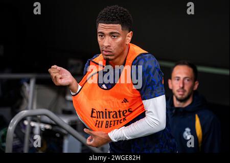 Madrid, Madrid, Espagne. 4 février 2024. Jude Bellingham du Real Madrid vu entrer dans le peloton avant le match de football de la Liga EA Sports 2023/24 entre le Real Madrid et l'Atletico Madrid au stade Santiago Bernabeu de Madrid, en Espagne. (Crédit image : © Alberto Gardin/ZUMA Press Wire) USAGE ÉDITORIAL SEULEMENT! Non destiné à UN USAGE commercial ! Crédit : ZUMA Press, Inc/Alamy Live News Banque D'Images