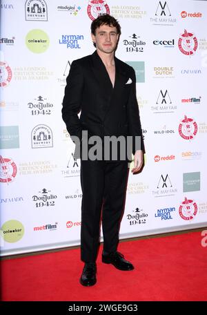 Londres, Royaume-Uni. 4 février 2024. Paul Mescal arrive au 44e London CriticsÕ Circle Awards, May Fair Hotel. Crédit : Doug Peters/EMPICS/Alamy Live News Banque D'Images