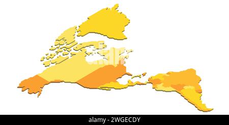 Carte politique isométrique des Amériques. Carte blanche colorée sur fond blanc. Illustration vectorielle 3D. Illustration de Vecteur