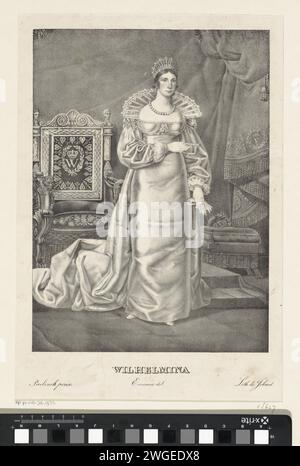 Portrait de Wilhelmina van Pruisen, Everaerts, d'après Joseph Paelinck, 1815 - 1861 tirage Portrait de Wilhelmina. Elle se tient devant un trône dans un départ. Son nom dans la marge inférieure. papier Banque D'Images